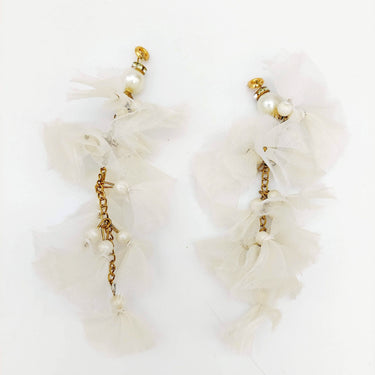 White Tissue and Chain Latkan Indian Latkans, Pear Latkan Tassels, Blouse Latkan Sewing Latkans Bridal Tassels 1 Pair